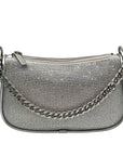 Michael Kors Silver Leather Carmela Small Pouchette Crossbody Bag