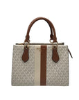 Michael Kors Vanilla/Luggage Coated Canvas Marilyn Convertible Satchel And Wallet
