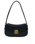 Mioztique Black Faux Leather Lyra Twist Lock Shoulder Bag