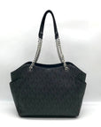 Michael Kors Black Monogram Coated Canvas Jet Set Chain Tote Bag