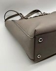 Michael Kors Grey Saffaino Leather Harper Chain Tote Bag