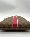 Coach Brown Coated Canvas Signature Pink Stripe Swingpack Bag