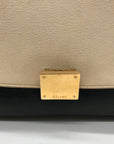 Celine Beige & Black Calfskin Trapeze Convertible Satchel