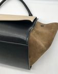Celine Beige & Black Calfskin Trapeze Convertible Satchel