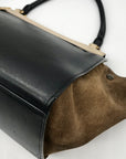 Celine Beige & Black Calfskin Trapeze Convertible Satchel