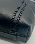 Style & Co Black Black Faux Leather Whip-Stitch Medium Tote Bag