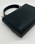 Guess Black Faux Leather Lyndi Mini Top Handle Flap Crossbody Bag