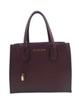 Michael Kors Burgundy Leather Mercer Convertible Satchel Bag