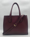 Michael Kors Burgundy Leather Mercer Convertible Satchel Bag