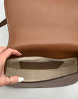Michael Kors Luggage Brown Leather Lydia Flap Messenger Crossbody Bag