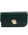 Jason Wu Sage Leaf Croc Embossed Orbit Leather Clutch