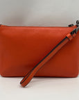 Coach Orange Leather Polished Pebble Small Wristlet