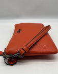 Coach Orange Leather Polished Pebble Small Wristlet