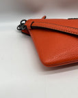Coach Orange Leather Polished Pebble Small Wristlet