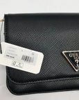 Guess Black Textured Noelle Flap Mini Crossbody