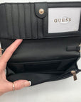 Guess Black Textured Noelle Flap Mini Crossbody