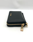 Michael Kors Black Leather Jet Set Large Flat Multifunction Smartphone Wristlet