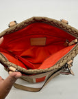 Coach Khaki And Hot Orange Tote Bag F27008