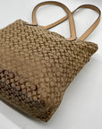 Coach Khaki And Hot Orange Tote Bag F27008