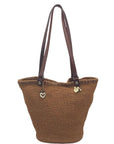 Brighton Brown Straw Bucket Shoulder Bag