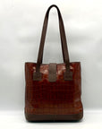 Dooney & Bourke Brown Croc Embossed Leather Nile Shopper Tote