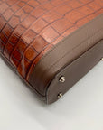 Dooney & Bourke Brown Croc Embossed Leather Nile Shopper Tote