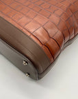 Dooney & Bourke Brown Croc Embossed Leather Nile Shopper Tote