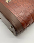 Dooney & Bourke Brown Croc Embossed Leather Nile Shopper Tote
