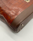 Dooney & Bourke Brown Croc Embossed Leather Nile Shopper Tote