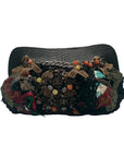Canalli Black Velvet & Leather Embellished Clutch