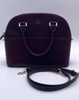 Kate Spade Deep Plum Pebbled Leather Carli Grove Street Satchel Crossbody Bag