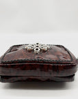Brighton Brown Wild Tiger Patent Leather Brazos Crossbody