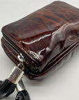 Brighton Brown Wild Tiger Patent Leather Brazos Crossbody