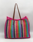 Urban Expressions Pink Multi-Color Candi Stripe Tote Bag