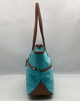 Michael Kors Blue Nylon & Leather Pocket Tote
