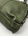 Tignanello Green Leather Multipocket Shoulder Bag