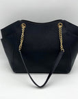 Michael Kors Black Saffiano Leather Jet Set Travel Chain Tote Bag