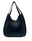 Style & Co Black Pebbled Leather Whipstitch Triple Compartment Hobo Bag - NWT