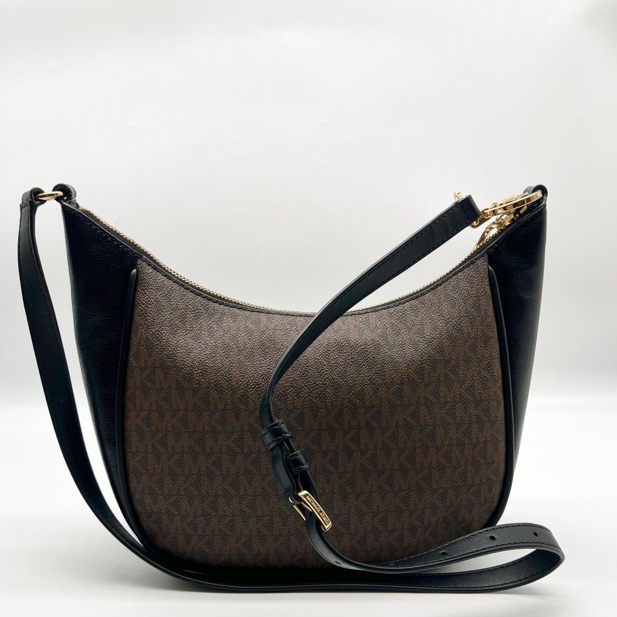 Michael Kors Brown & Black Monogram Cheryl Medium Crossbody