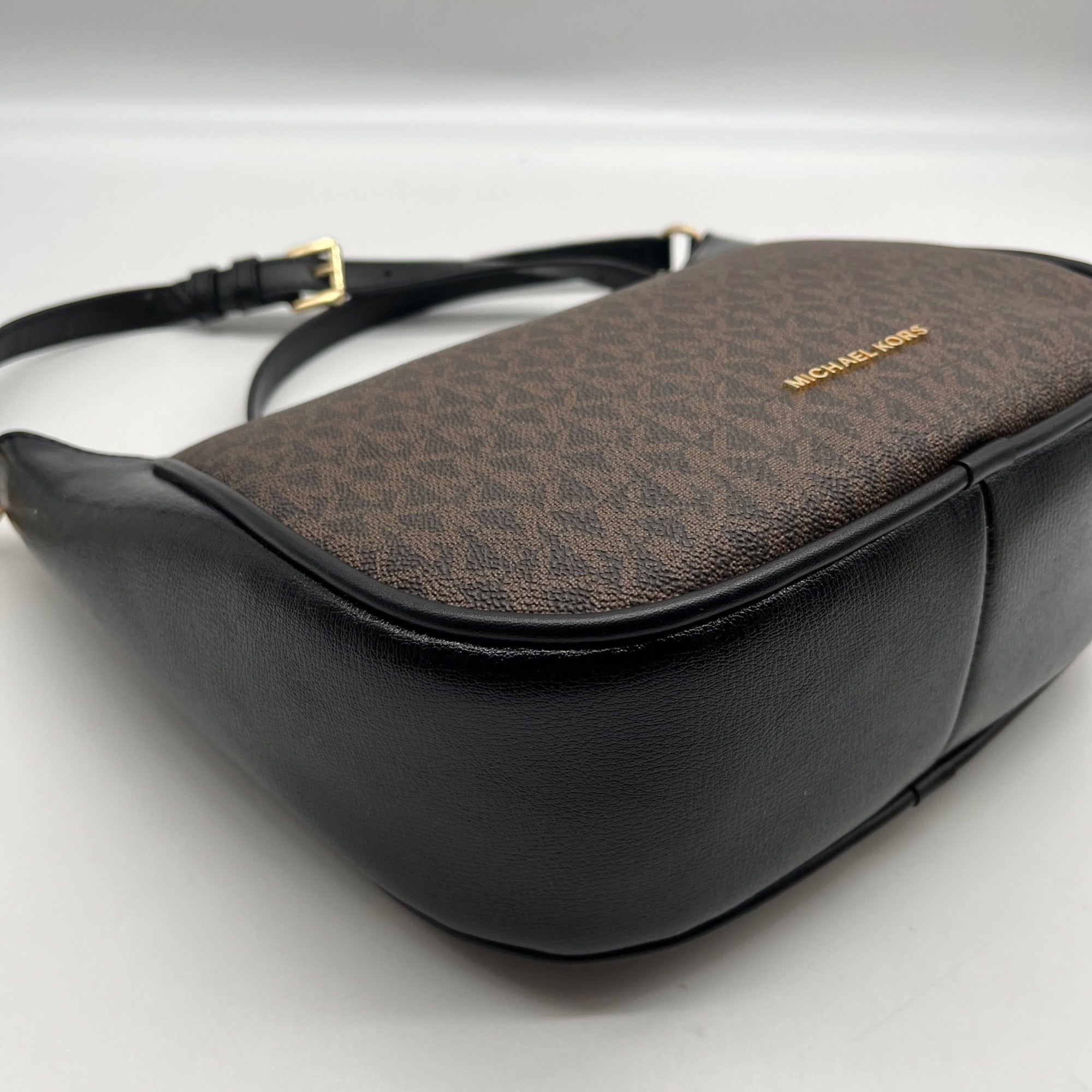 Michael Kors Brown & Black Monogram Cheryl Medium Crossbody