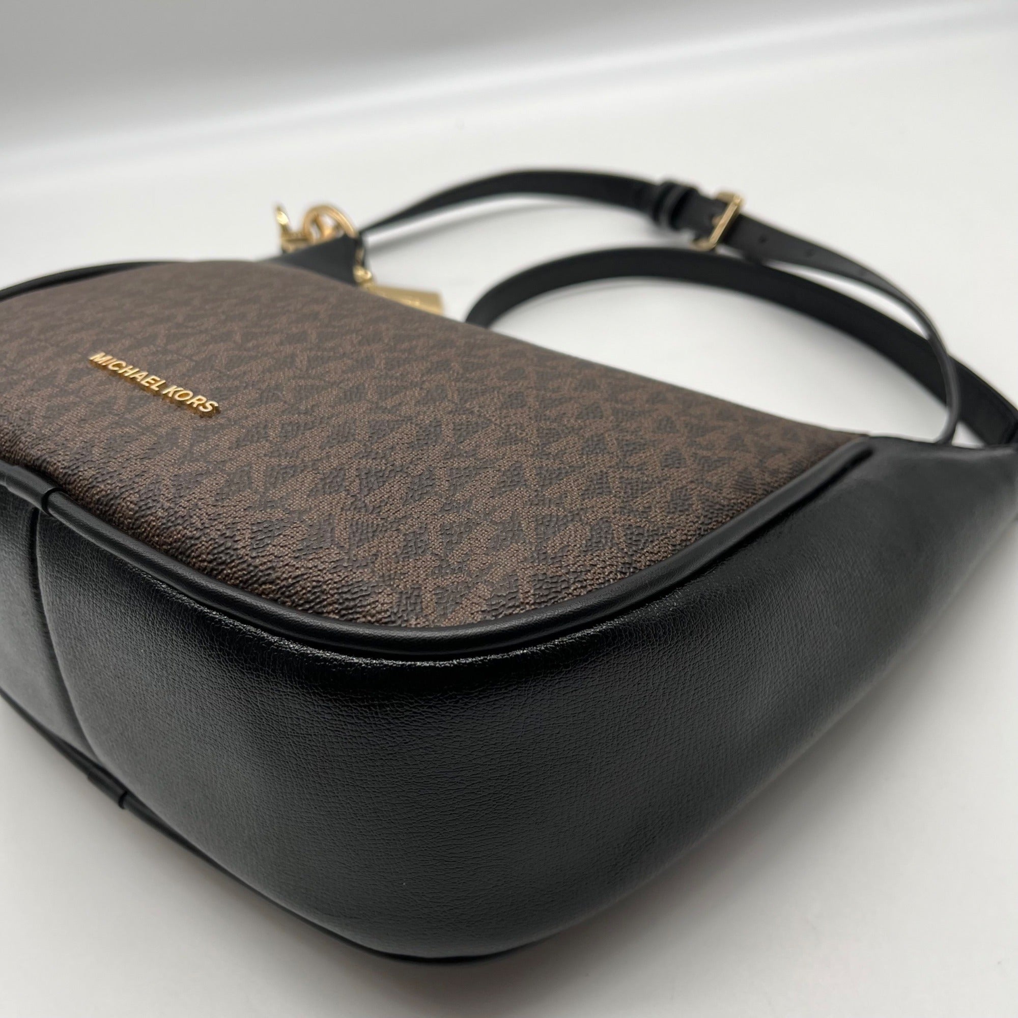 Michael Kors Brown & Black Monogram Cheryl Medium Crossbody