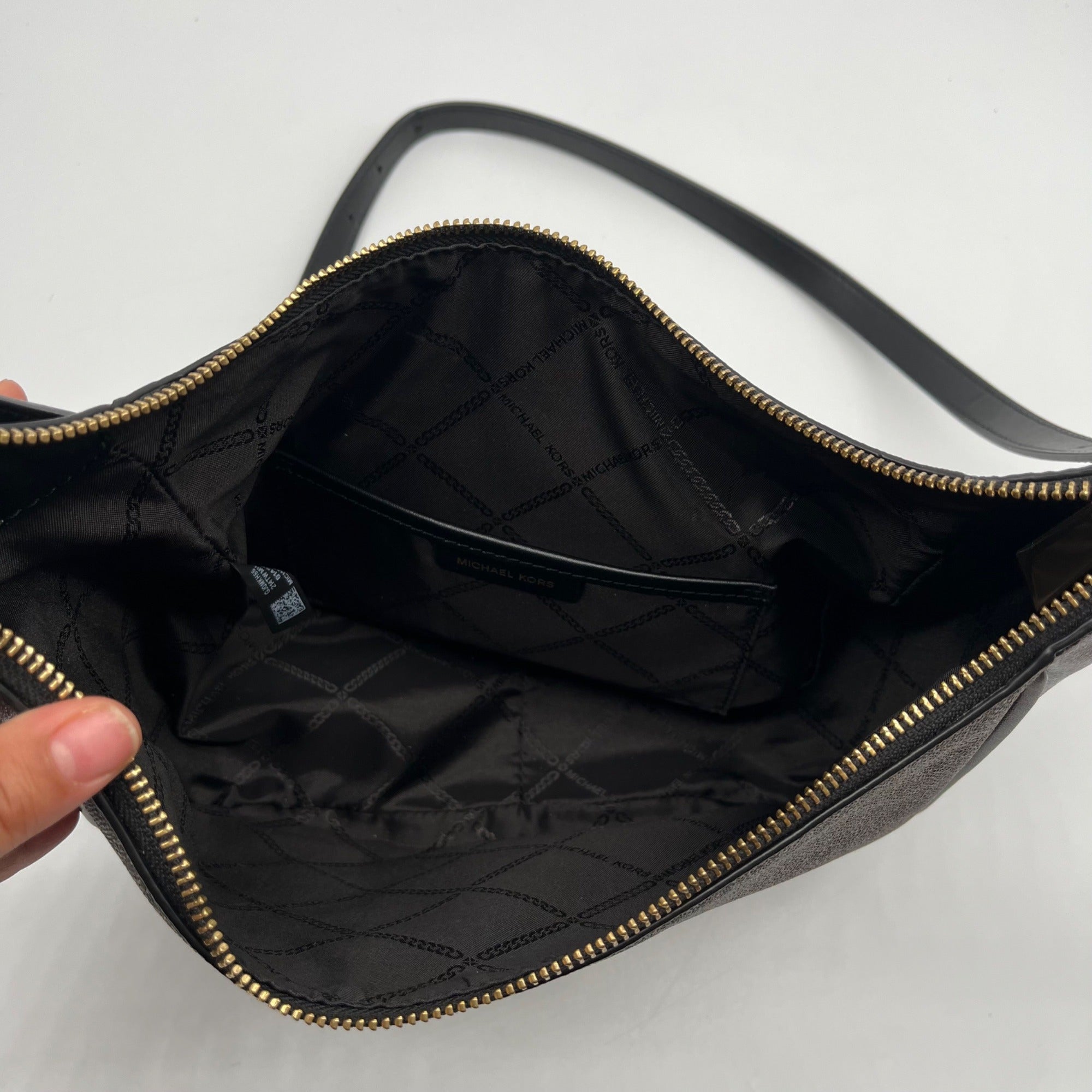 Michael Kors Brown & Black Monogram Cheryl Medium Crossbody