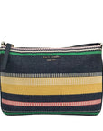 Kate Spade Dark Blue Canvas Jackson Boardwalk Stripe Triple Gusset Crossbody