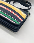 Kate Spade Dark Blue Canvas Jackson Boardwalk Stripe Triple Gusset Crossbody
