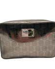 Michael Kors Metallic Gray Monogram Patent Leather Jet Set Crossbody