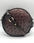 Brahmin Brown Croc Embossed Round Belle Melbourne Crossbody