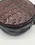 Brahmin Brown Croc Embossed Round Belle Melbourne Crossbody