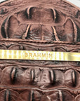 Brahmin Brown Croc Embossed Round Belle Melbourne Crossbody