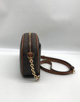 Michael Kors Brown Monogram Coated Canvas Jet Set Oval Crossbody
