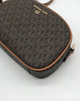 Michael Kors Brown Monogram Coated Canvas Jet Set Oval Crossbody